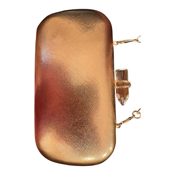 NINA Gold Pink Sparkling Beaded Evening Clutch Box Purse - Picture 4 of 15